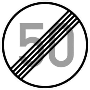 Ende der zulässigen Höchstgeschwindigkeit 50 km/h (Verkehrsschild Nr. 278-50)