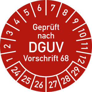 Prüfplaketten - Geprüft nach DGUV Vorschrift 68