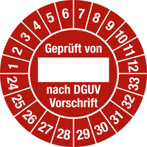 Prüfplaketten - Geprüft von ___ nach DGUV Vorschrift