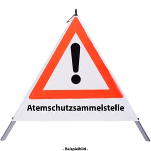 Faltsignal - Gefahrenstelle mit Text: Atemschutzsammelstelle