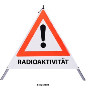 Faltsignal - Gefahrenstelle mit Text: RADIOAKTIVITÄT