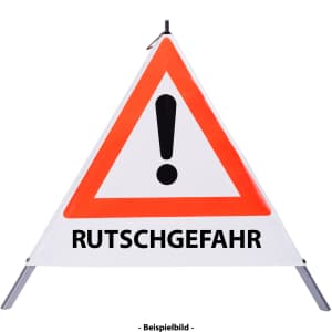 Faltsignal - Gefahrenstelle mit Text: RUTSCHGEFAHR