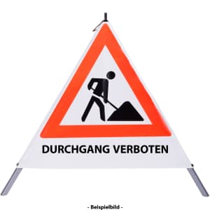 Faltsignal - Baustelle mit Text: DURCHGANG VERBOTEN