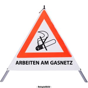 Faltsignal - Rauchverbot mit Text: ARBEITEN AM GASNETZ