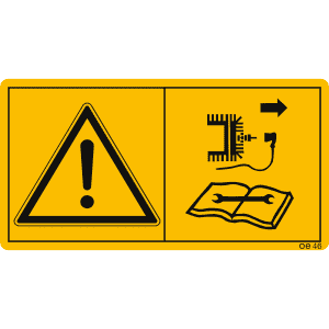 Maschinenschild Vor Reparatur-, Wartungs- u. Reinigungsarbeiten Motor abstellen und Zündkerzenstecker ziehen