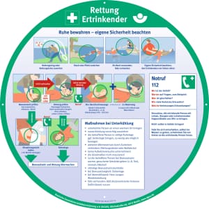 Sicherheitsaushang Rettung Ertrinkender, runde Ausführung