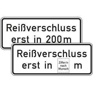 Zusatzzeichen VZ 1005-30 Zusatzschild Reißverschluss erst in 200 m VZ 1005-30