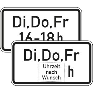 Zusatzzeichen VZ 1042-34 Zeitliche Beschränkung Di, Do, Fr Zusatzzeichen 1042-34