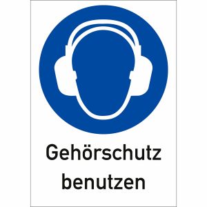 Kombi-Gebotsschilder - Gehörschutz benutzen (ISO 7010)