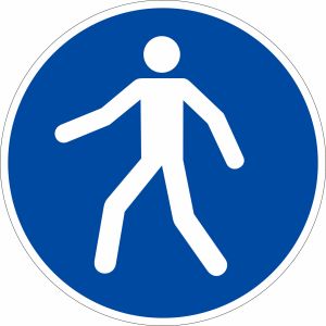 Gebotszeichen - Fußgängerüberweg benutzen nach ISO 7010 (M 024)