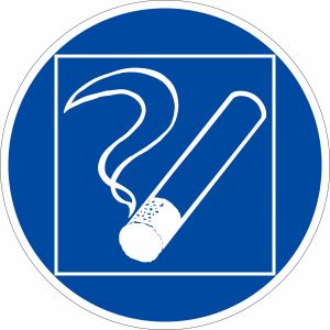 Gebotszeichen - Rauchen innerhalb des begrenzten Raumes gestattet