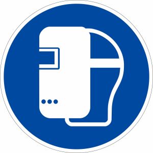 Gebotszeichen - Schweißmaske benutzen nach ISO 7010 (M 019)