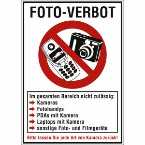 Kombischild Foto-Verbot