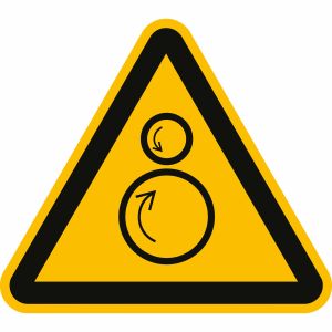 Warnung vor gegenläufigen Rollen nach ISO 7010 (W 025)