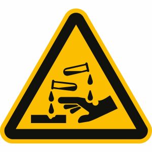 Warnung vor ätzenden Stoffen nach ISO 7010 (W 023)