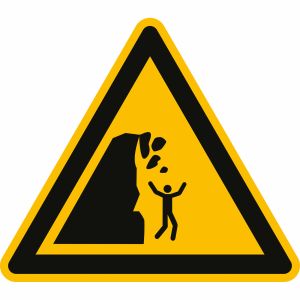 Warnung vor Steinschlag von instabiler Klippe nach ISO 20712-1 (WSW 011)