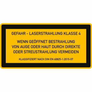 Laser Klasse 4 - Laserstrahlung - Wenn geöffnet Bestrahlung von Auge oder Haut durch direkte oder Streustrahlung vermeiden