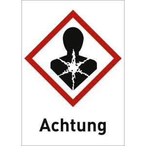 Gesundheitsgefahr mit Text: Achtung (GHS 08)