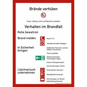 Brandschutzordnung für bauliche Anlagen (mit Handfeuermelder) nach DIN 14096-A