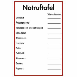 Notruftafel