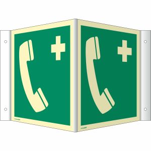 Nasen-/Winkelschild Notruftelefon (ISO 7010)