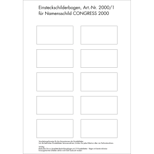 Congress 2000 Einsteckschilder für Namenschild