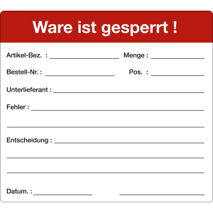Qualitätskennzeichnung - Ware ist gesperrt!