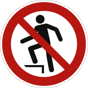 Aufsteigen verboten nach ISO 7010 (P 019)