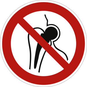 Verbot für Personen mit Metallimplantaten nach ISO 7010 (P 014)