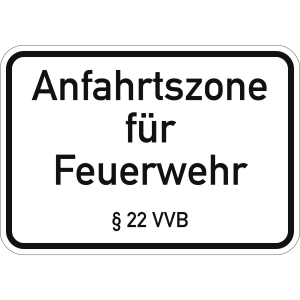 Anfahrtszone für Feuerwehr § 22 VVB