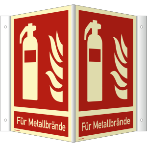 Nasen-/Winkelschild Feuerlöscher - Für Metallbrände (ISO 7010)