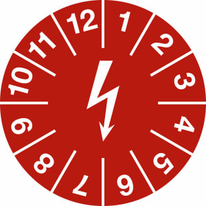 Prüfplaketten zur Kennzeichnung von elektrischen Einrichtungen, rot