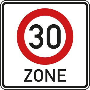 Beginn einer Tempo 30-Zone - Verkehrsschild VZ 274.1
