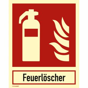 Feuerlöscher mit Schriftzug nach ISO 7010