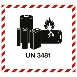 Gefahrzettel LITHIUM ION BATTERY mit Eindruck UN 3481