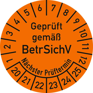 Prüfplaketten Geprüft gemäß BetrSichV, Nächster Prüftermin