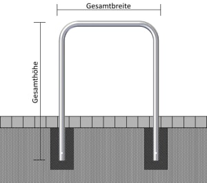 Anlehn- und Absperrbügel aus Stahl, zum Einbetonieren, Ø 60 mm