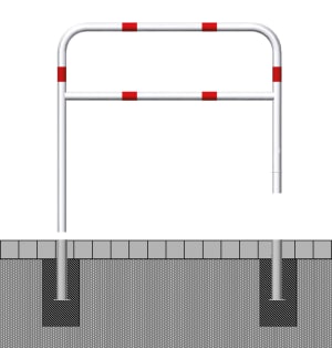 Wegesperre aus Stahl, herausnehm- und drehbar, wahlweise mit Knieholm, Ø 60 mm