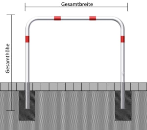 Wegesperre aus Stahl, herausnehm- und drehbar, wahlweise mit Knieholm, Ø 60 mm