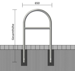 Rundbügel / Anlehnbügel aus Edelstahl, wahlweise mit Querholm, Ø 48 mm