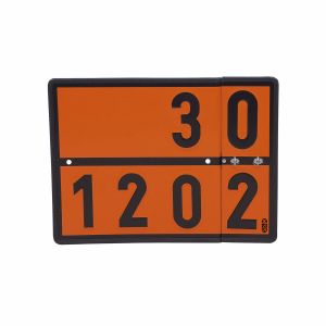Warntafel mit Wechselziffern für Dieselkraftstoff, leichtes Heizöl und Benzin