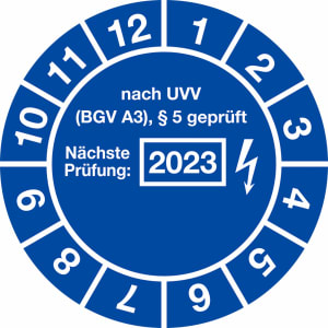 Prüfplaketten - nach UVV BGV A3, § 5 geprüft - Nächste Prüfung