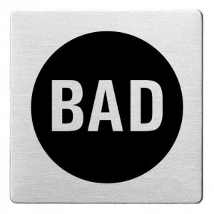 Textschild - Bad (ecken abgerundet/schwarz)