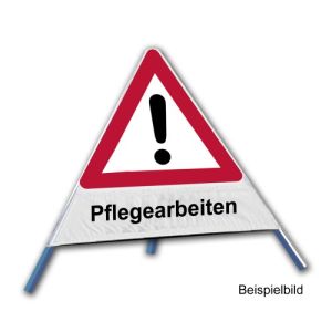 Faltsignal - Gefahrenstelle mit Text: Pflegearbeiten