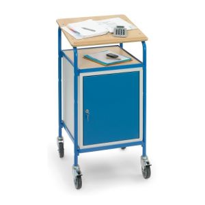 Rollpult mit geneigter Schreibfläche, 2 verstellbaren Böden und Flügeltürschrank - Breite 605 mm - Tragkraft 100 kg