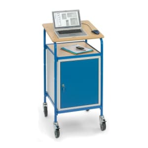 Rollpult mit geneigter Schreibfläche, 2 verstellbaren Böden und Flügeltürschrank - Breite 605 mm - Tragkraft 100 kg