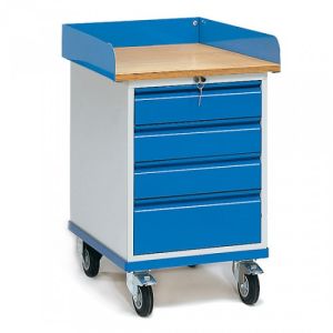 Rollschrank mit Arbeitsplatte und 4 Schubladen - Tragkraft 150 kg
