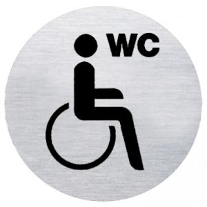 Textschild + Symbol - WC behindertengerecht (rund)