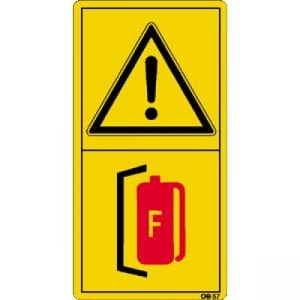 Inbetriebnahme der Maschine nur mit geeignetem Feuerlöscher erlaubt.