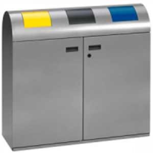Wertstoffsammler 3-fach / Wertstoffsammelstation mit selbstschließenden Einwurfklappen - Inhalt 240 (3x 80) Liter